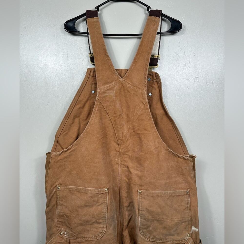 VINTAGE CARHARTT MEN'S BIB OVERALL RELAXED FIT DUCK BROWN 38x30 - Picture 4 of 7